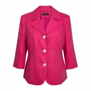 Lauren Ralph Lauren Pink Linen Blazer Jacket Women's Size 16W 3/4 Sleeve‎